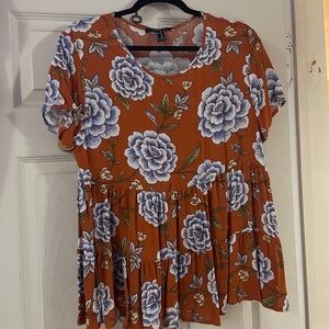 Forever 21 Rust Floral Blouse
